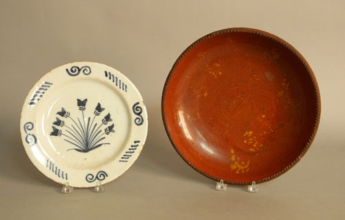 Appraisal: Pennsylvania redware plate th c dia together with a delft