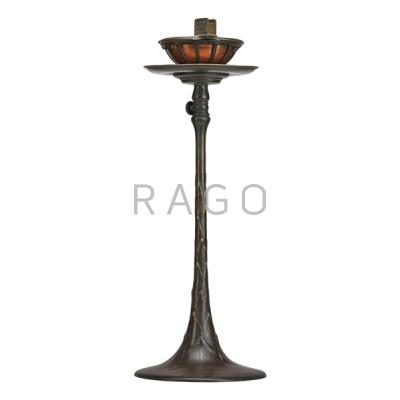 Appraisal: TIFFANY STUDIOS Adjustable ashtray stand New York Acid-etched bronze copper