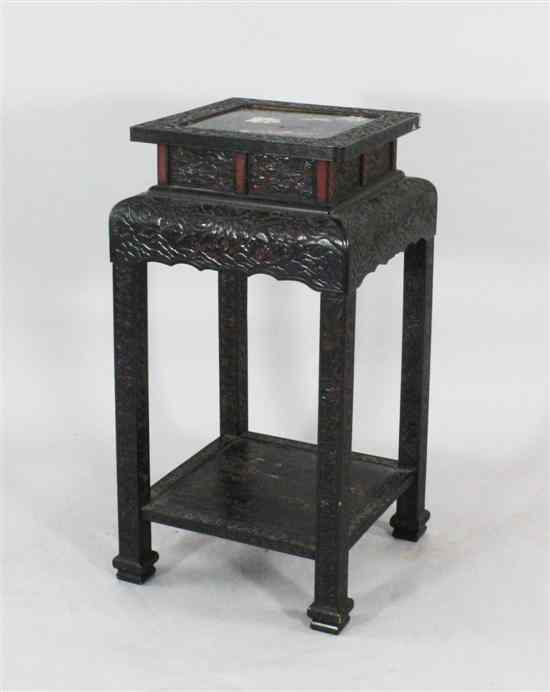 Appraisal: A Japanese lacquer stand Meiji period - carved in black