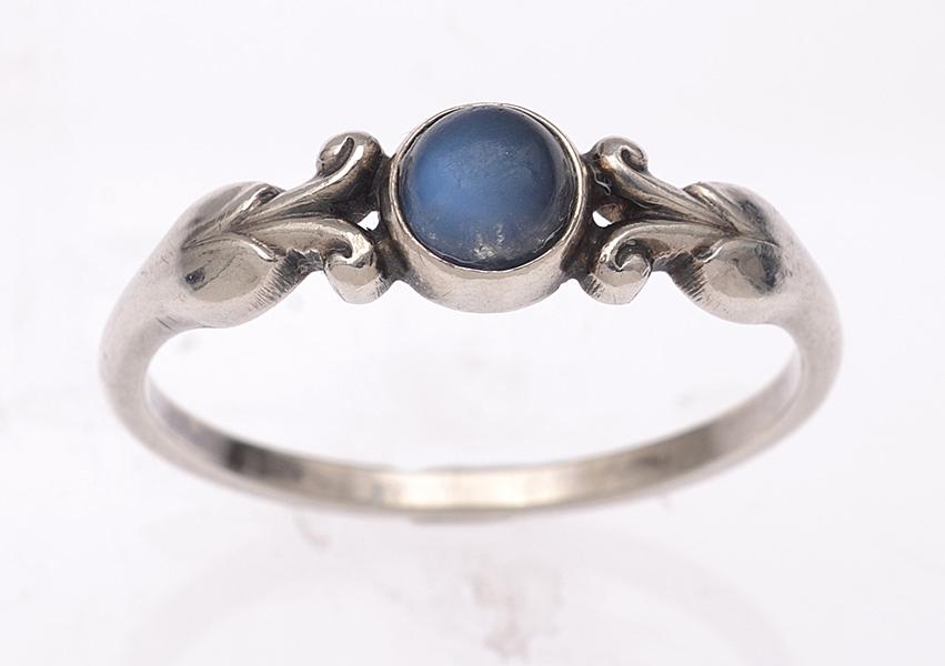 Appraisal: A GEORG JENSEN RING SET WITH MOONSTONE IN STERLING SILVER