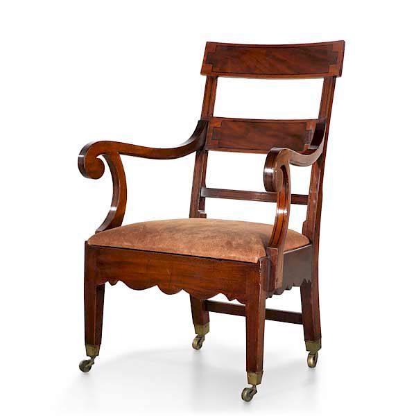 Appraisal: A George III ebony lined mahogany armchair A George III