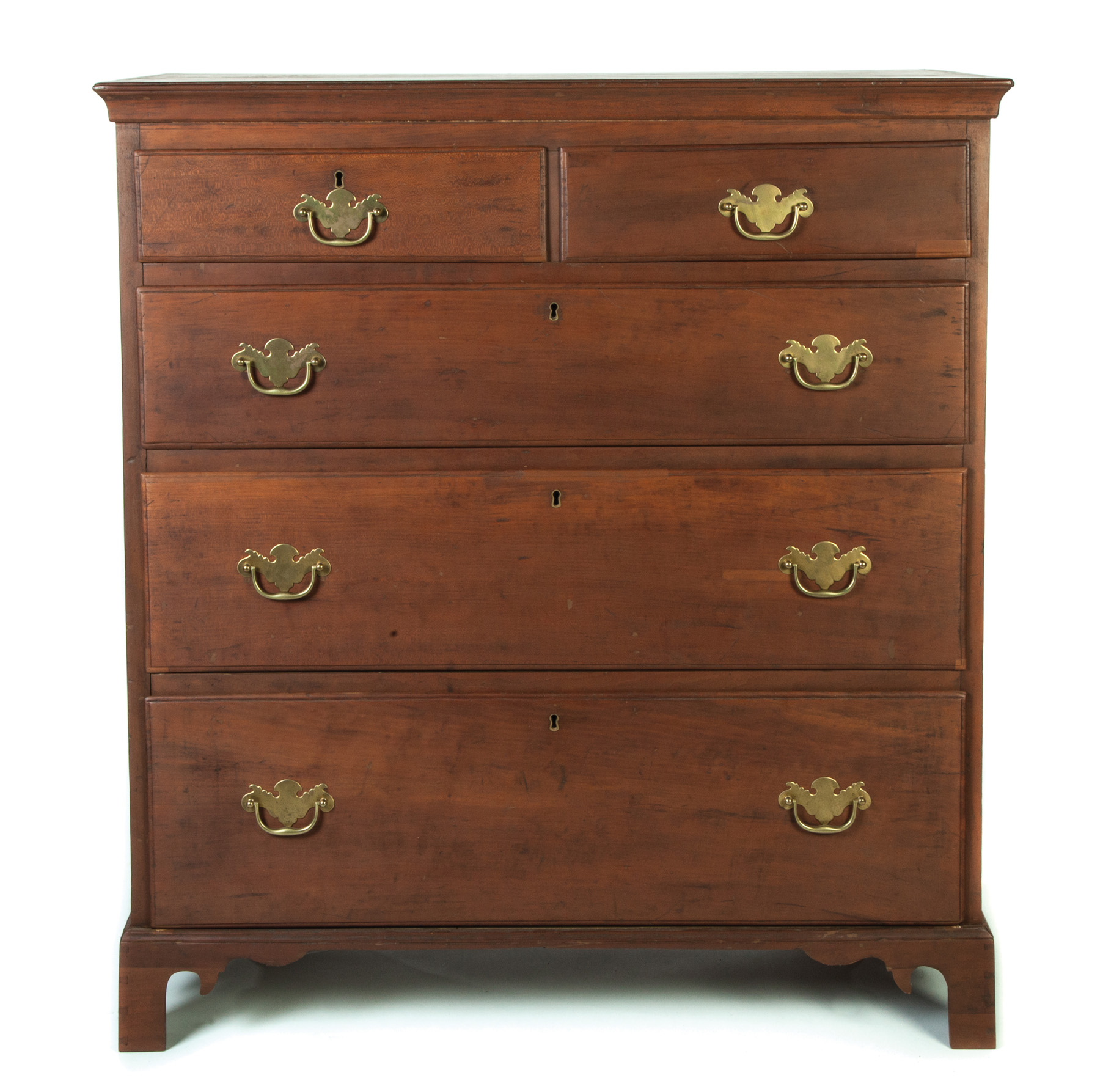 Appraisal: LATE-CHIPPENDALE CHEST American ca cherry Dovetailed case bracket feet solid