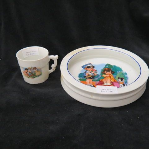 Appraisal: Antique Child's Porcelain Feedingdish mug