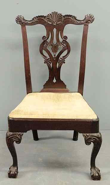 Appraisal: Chippendale mahogany side chair c with a shell carved crest