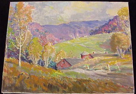 Appraisal: Roger Dennis American - oil on canvas VT Scene impressionistic