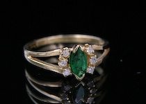 Appraisal: Ladies' Emerald Diamond Gold Ring A k yellow gold ring