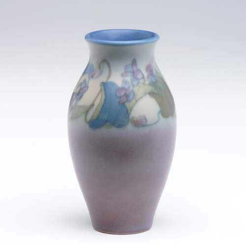 Appraisal: ROOKWOOD Vellum bud vase painted by Fred Rothenbusch with blue