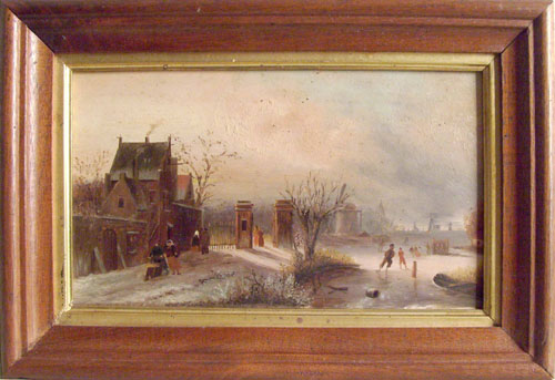 Appraisal: Dutch oil on panel winter landscape x