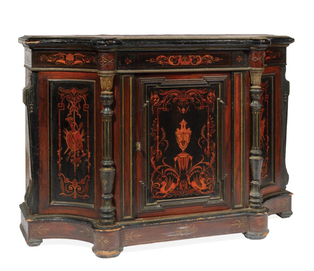 Appraisal: American Renaissance Bronze-Mounted Inlaid and Ebonized Rosewood Parlor Cabinet late