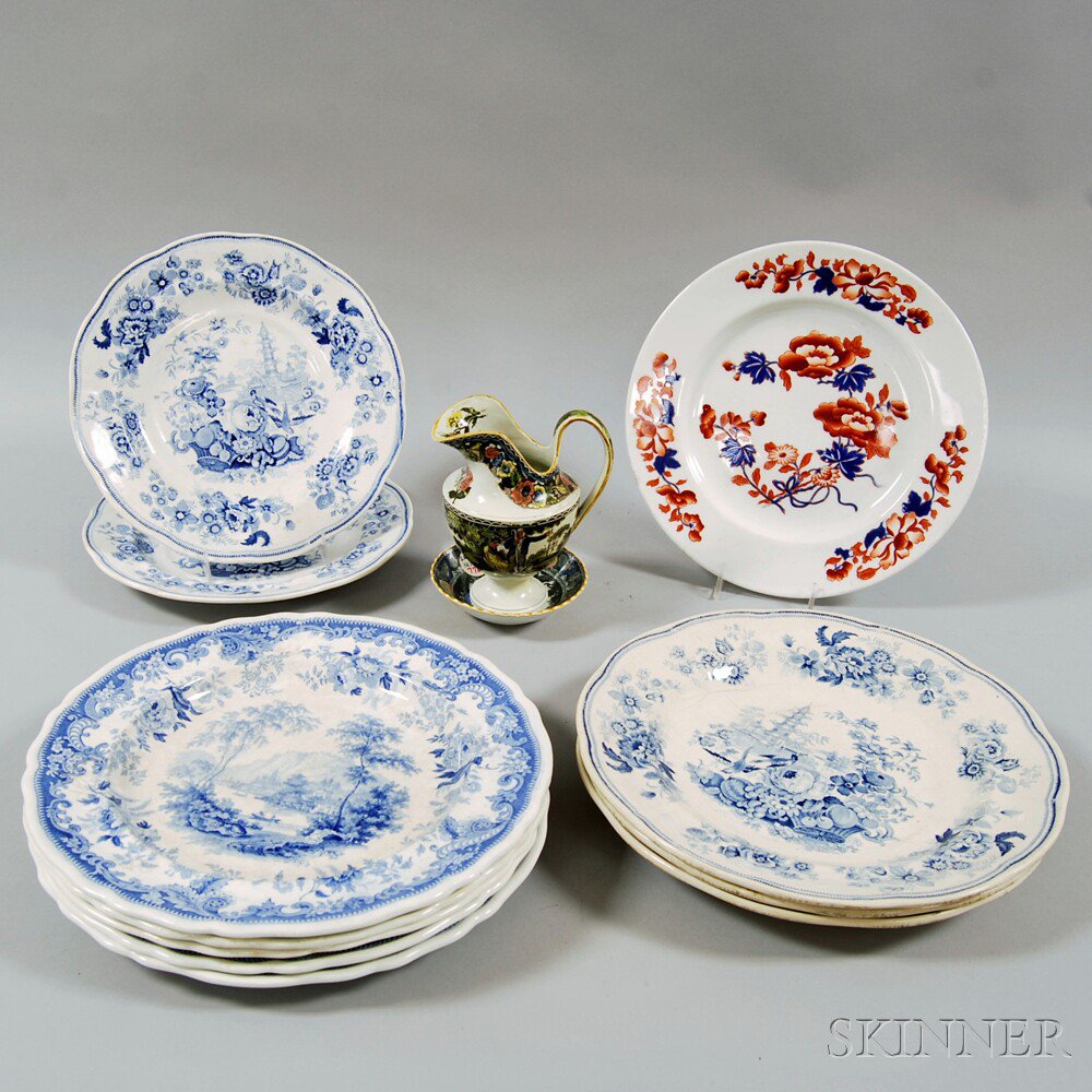 Appraisal: Twelve English Ceramic Plates and a Creamer th century a