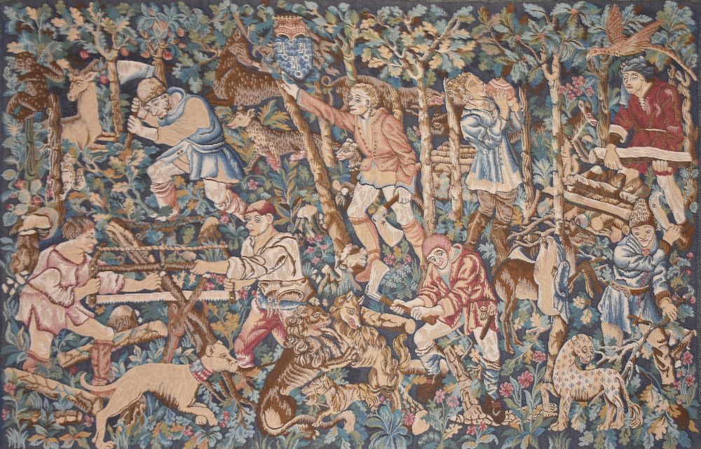 Appraisal: A BELGIAN RENAISSANCE TOURNAI STYLE TAPESTRY The Woodcutters Labor to