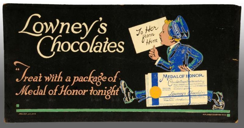 Appraisal: Cardboard Lowney's Chocolates Trolley Car Sign Description Circa to Found