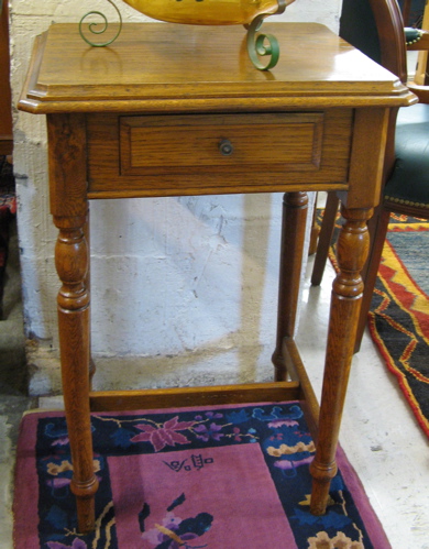 Appraisal: OAK TELEPHONE TABLE AND CHAIR American early th century The