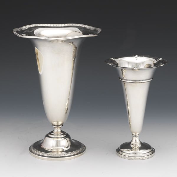 Appraisal: STERLING SILVER WEIGHTED TRUMPET STYLE VASES Watson Company weighted sterling