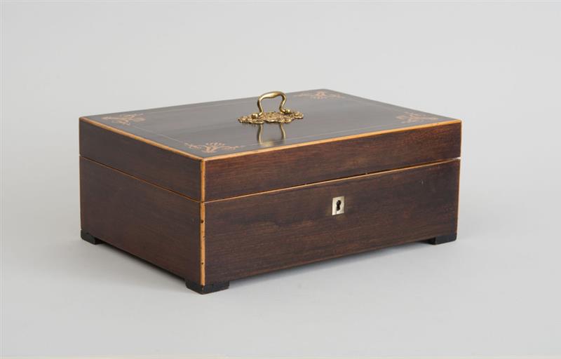 Appraisal: FRENCH MARQUETRY-INLAID ROSEWOOD DRESSING BOX Opening to an upper gallery