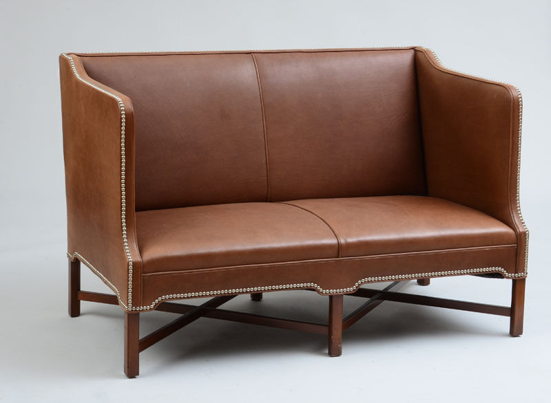 Appraisal: KAARE KLINT FOR RUD RASMUSSEN DENMARK SOFA Leather and stained