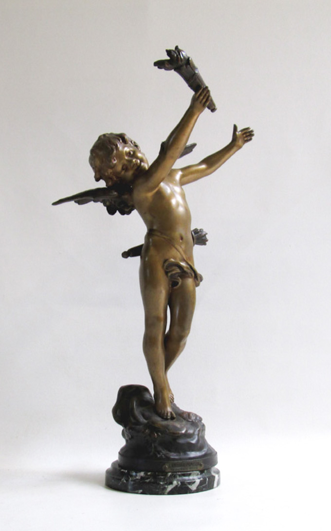 Appraisal: AFTER AUGUST MOREAU BRONZED METAL SCULPTURE L'Amour Au Papillon by