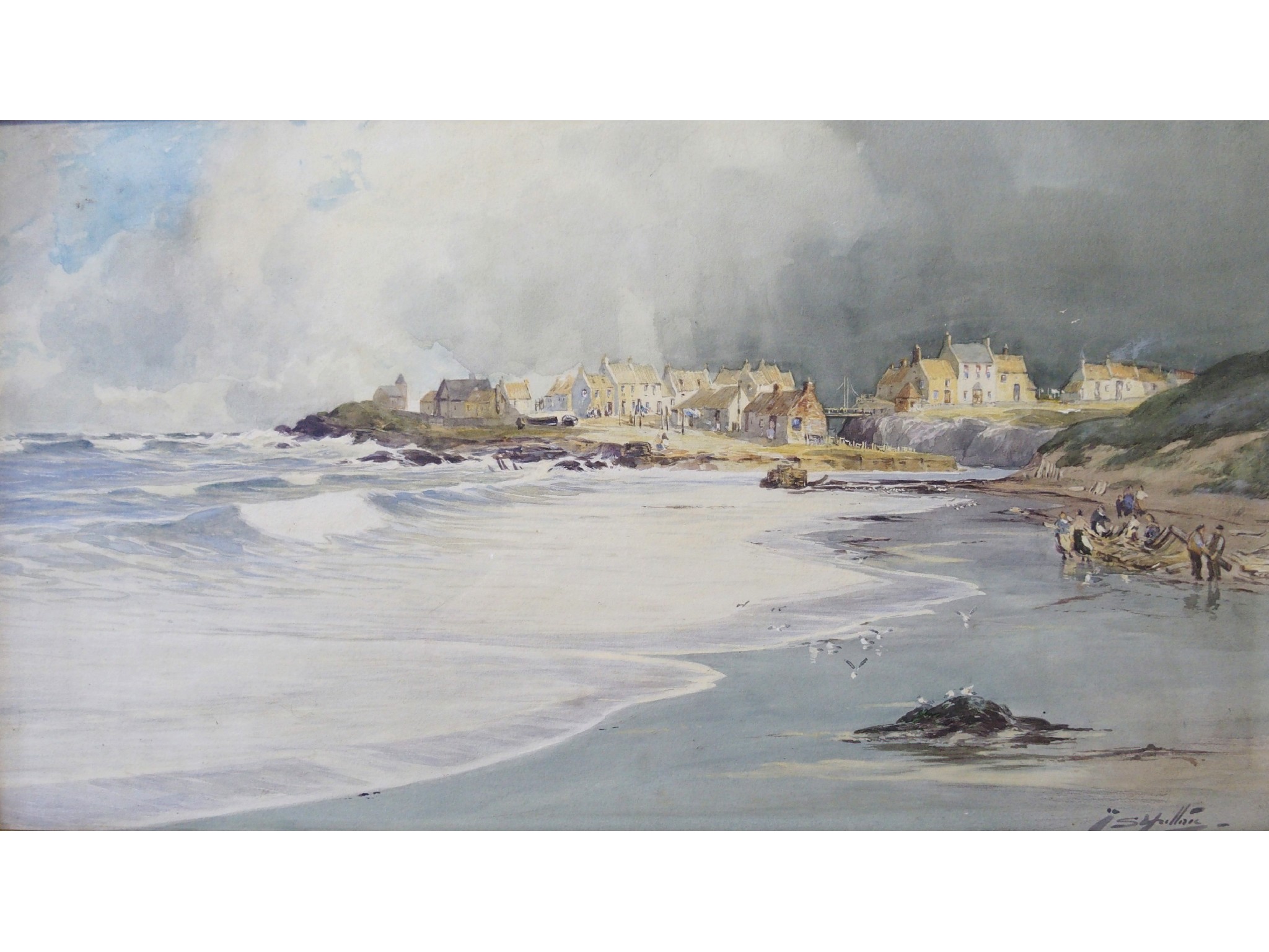 Appraisal: THOMAS SWIFT HUTTON Scottish - SEATON SLUICEWatercolour signed x cm