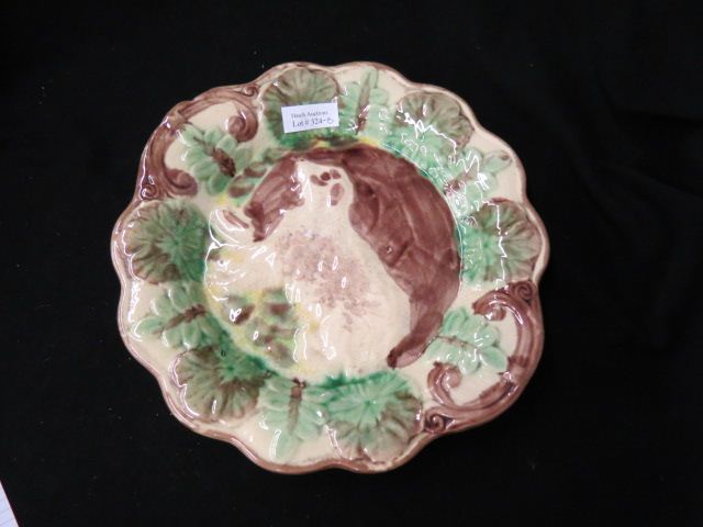 Appraisal: Majolica Pottery Cake Plate with dog