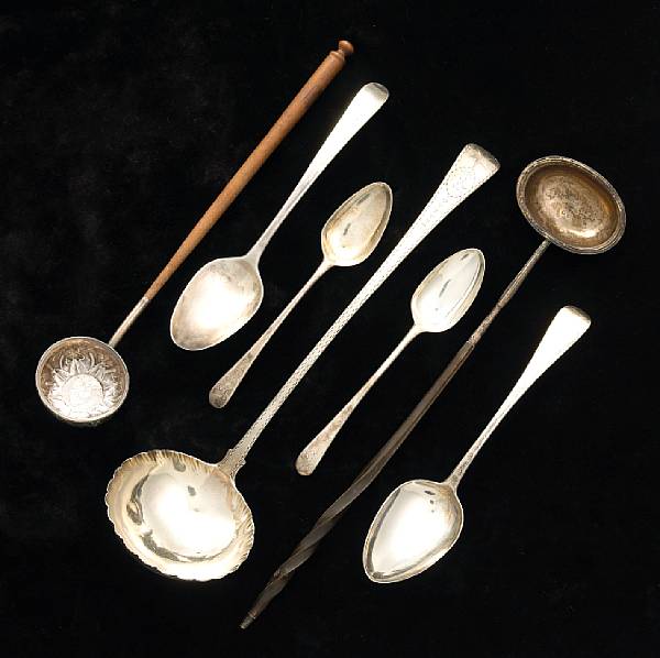 Appraisal: A group of English Irish silver flatware Comprising Old English