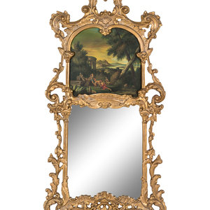 Appraisal: A Rococo Style Giltwood Trumeau Mirror th Century Height x