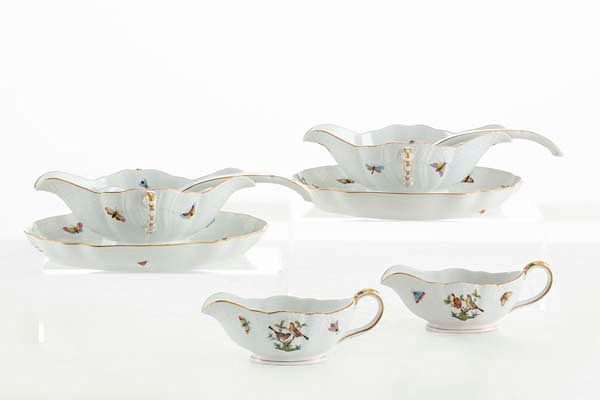 Appraisal: Herend Rothschild Bird gravy and sauce boats A pair of