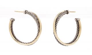 Appraisal: A Pair of Sterling Silver and Karat Yellow Gold Crossover