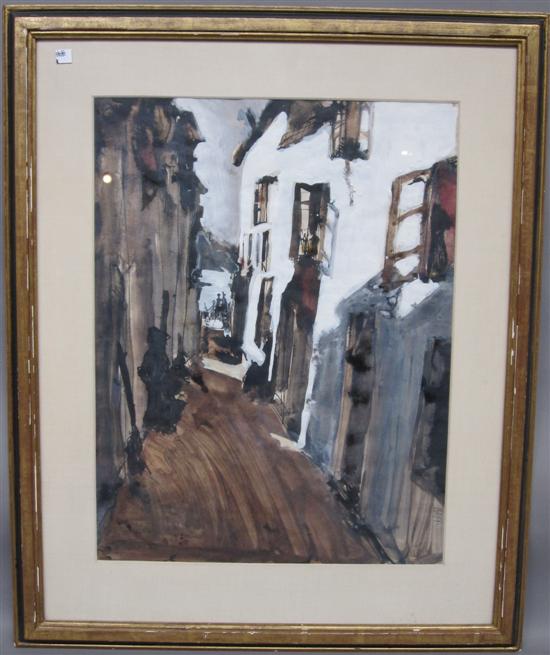 Appraisal: RUDY NAPPI AMERICAN b Watercolor Mediterranean street scene Signed along