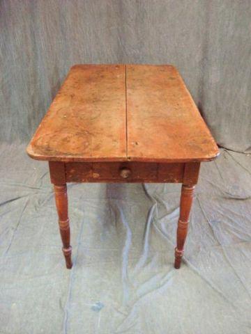 Appraisal: Pine Country Drawer Table with Red Paint From an East