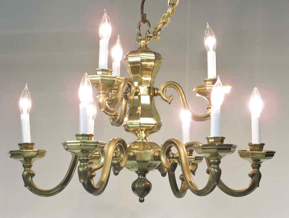 Appraisal: BRASS LIGHT CHANDELIER All brass with lights in tiers ''