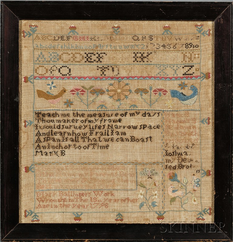 Appraisal: Needlework Sampler Mary Ballinger's Work Wrought in The th year