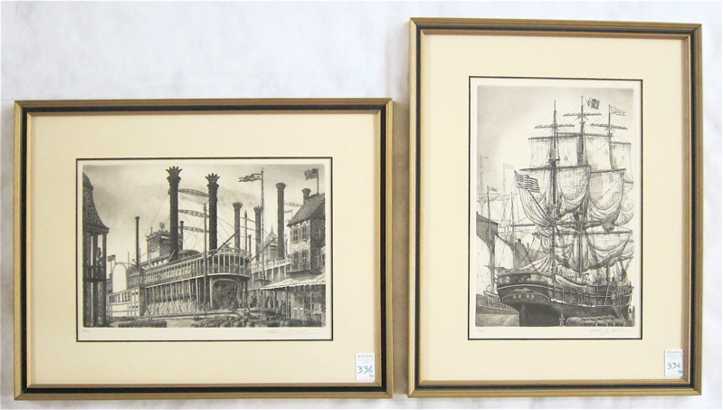 Appraisal: ALAN JAY GAINES TWO ETCHINGS American th century The river