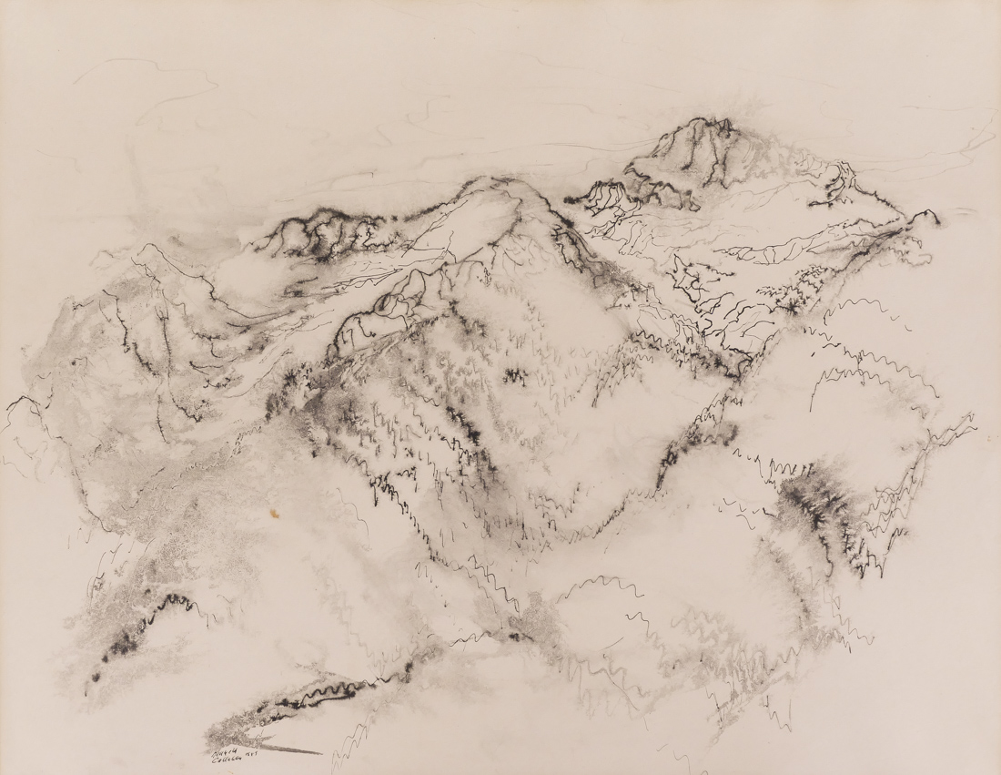 Appraisal: Kenneth Callahan - Washington ''Mountain'' Ink on Paper ''x ''