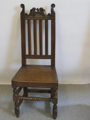 Appraisal: AN OAK HIGH BACK SIDE CHAIR late th century the