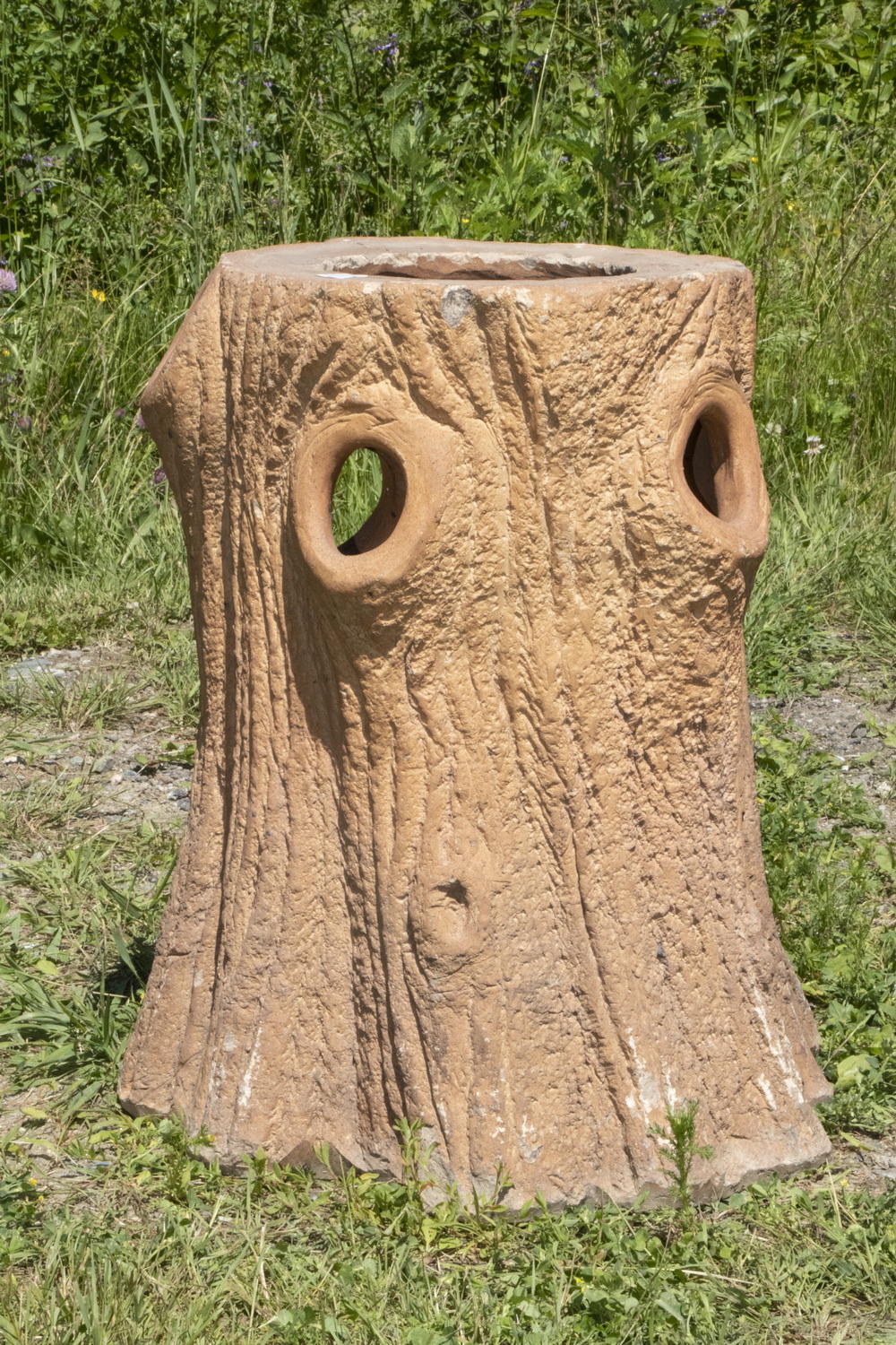 Appraisal: PORTLAND STONE WARE TERRACOTTA PEDESTAL Vintage Tree Trunk Design Garden