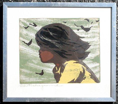 Appraisal: NAKAYAMA Tadashi Japanese - ''Girl in the Wind'' Woodblock ''