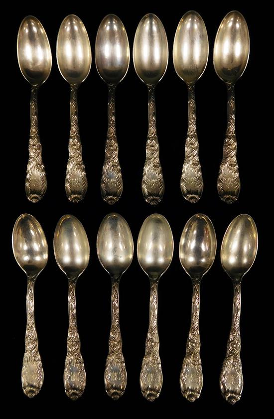 Appraisal: STERLING Chrysanthemum by Tiffany Co teaspoons twelve pieces designed by