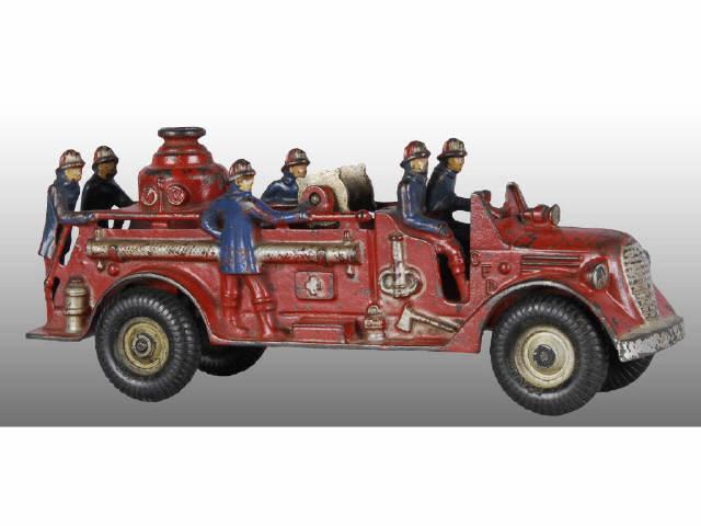 Appraisal: Cast Iron Arcade Fire Pumper Toy Description Red painted six-man