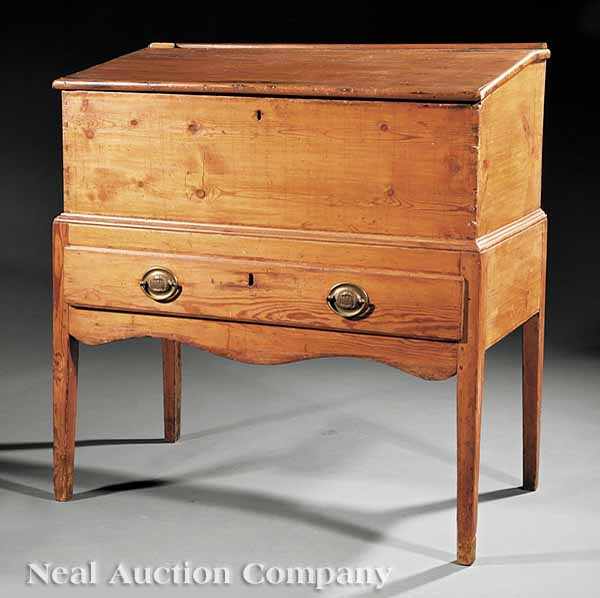 Appraisal: An American Federal Pine Sugar Desk on Stand c -