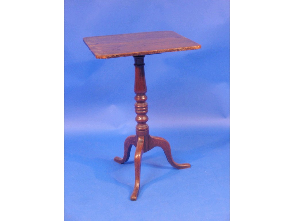 Appraisal: A George III oak tripod table with square top turned