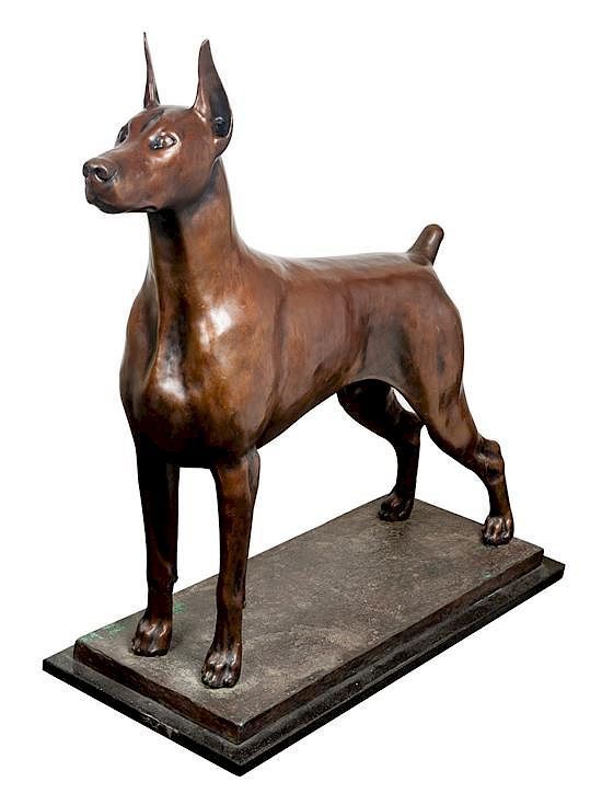 Appraisal: A Bronze Doberman Pinscher Sculpture Height x width x depth