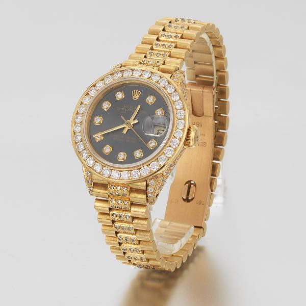 Appraisal: LADIES' ROLEX K GOLD AND DIAMOND DATEJUST CA - Case