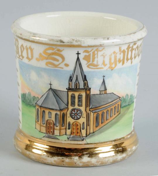 Appraisal: Church Shaving Mug Mug depicts a church and belonged to