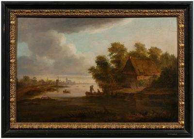 Appraisal: Painting Dutch School th century inlet with figures in a