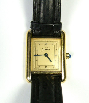 Appraisal: Must De Cartier a silver gilt cased ladies tank wristwatch