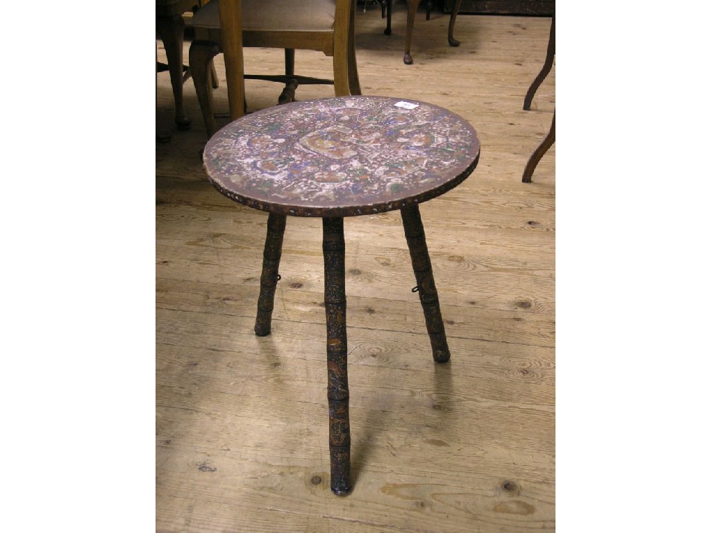 Appraisal: An Indian painted occasional table with circular top ft in