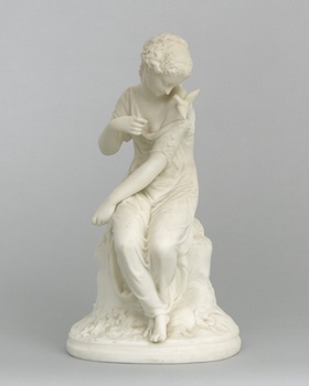 Appraisal: A Parian Figure With a Dove A parian figure of