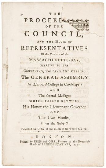 Appraisal: AMERICAN REVOLUTION -- Massachusetts The Proceedings of the Council and