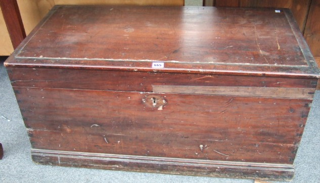 Appraisal: A th century camphor wood trunk with iron side carry