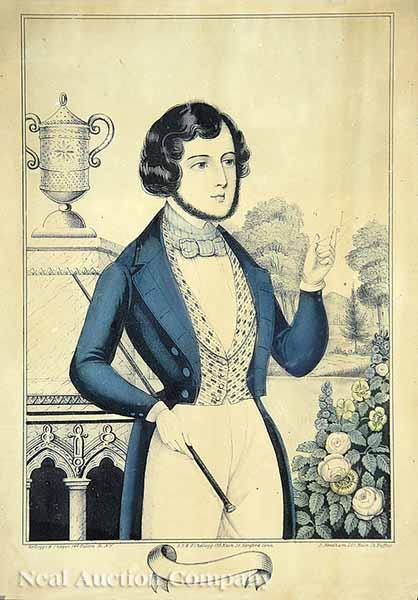 Appraisal: American School th c Dandy hand-colored lithograph on paper published